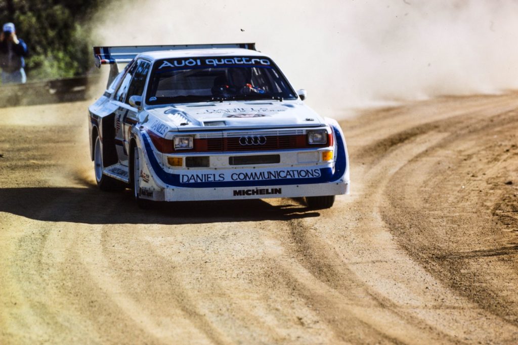 Three stunning Pike’s Peak wins were achieved in America in successive years for Michele Mouton (1985), Bobby Unser (1986), and Walter Röhrl (1987). From quattro: The Race and Rally Story: 1980-2004 by Jeremy Walton, published by Evro Publishing Limited. Photo: Motorsport Images.