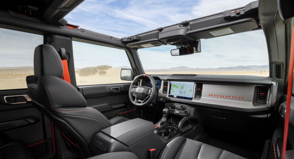 2022 Ford Bronco Raptor interior layout. 