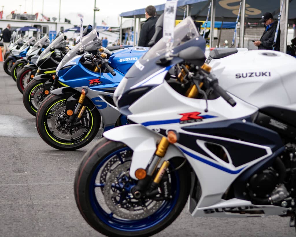 racing motorcycles lined up at zmax dragway