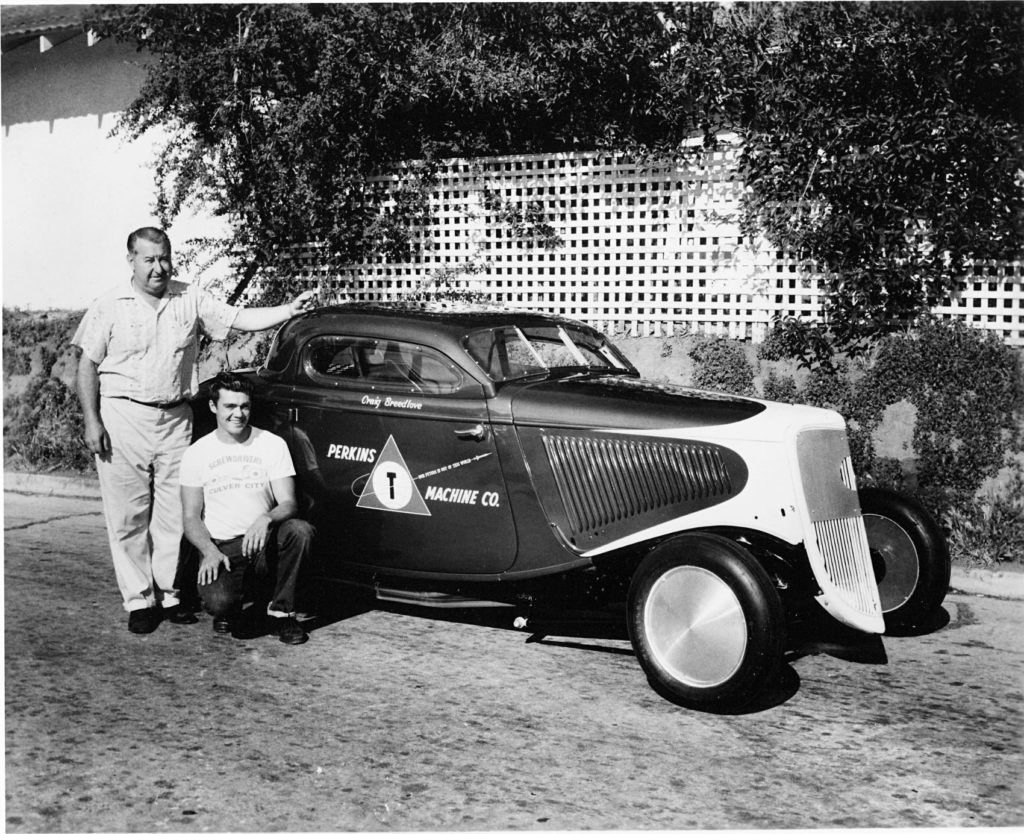 p129 Craig with his Ford coupe and sponsor Ed Perkins circa 1959 Photo Credit William A. Moore